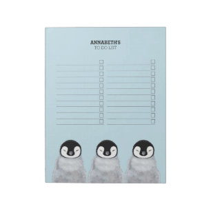 Drie knuppende Baby pinguïnkuikens om een lijst o Notitieblok
