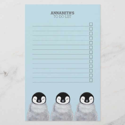 Drie knuppende Baby pinguïnkuikens om een lijst op Briefpapier (Voorkant)