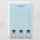 Drie knuppende Baby pinguïnkuikens om een lijst op Briefpapier (Voorkant / Achterkant)