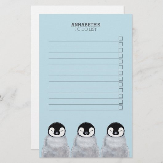 Drie knuppende Baby pinguïnkuikens om een lijst op Briefpapier (Voorkant / Achterkant)