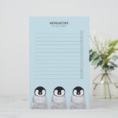 Drie knuppende Baby pinguïnkuikens om een lijst op Briefpapier (Staand voorkant)