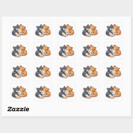 Drie knusse slapende katjes kattenliefhebber kunst vierkante sticker