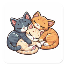 Drie knusse slapende katjes kattenliefhebber kunst
