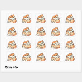Drie knusse slapende oranje tabby katten ontwerp vierkante sticker (Vel)