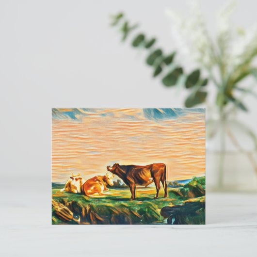 Drie koeien in de weide briefkaart (Staand voorkant)