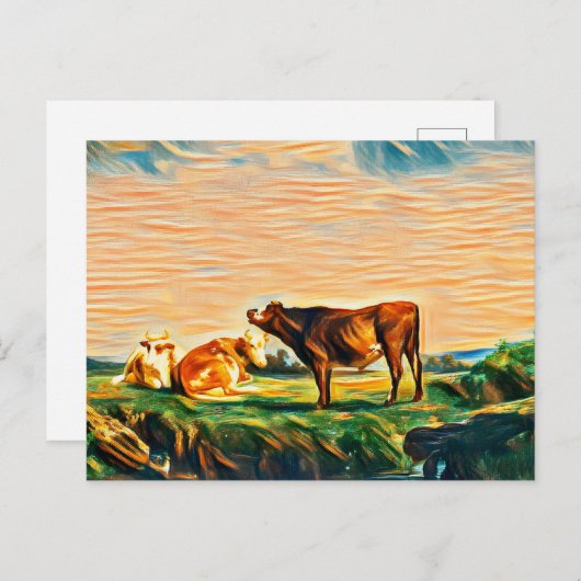 Drie koeien in de weide briefkaart (Voorkant / Achterkant)