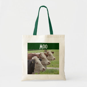 Drie koeien in een rij tote bag