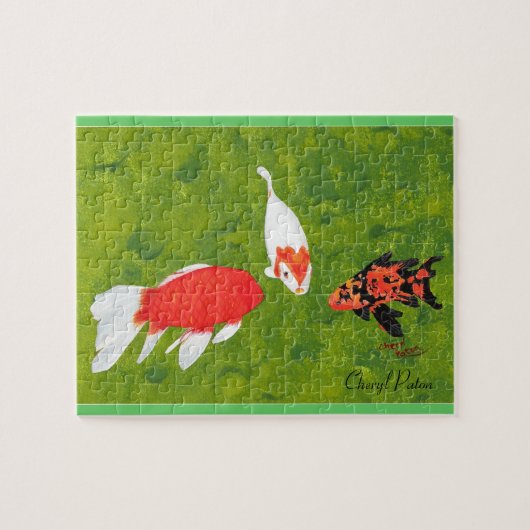 Drie Koi vissen zwemmen, Afbeelding puzzel (Horizontaal)