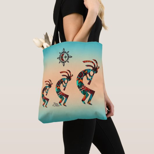 Drie Kokopelli-Canvas tas (Dichtbij)