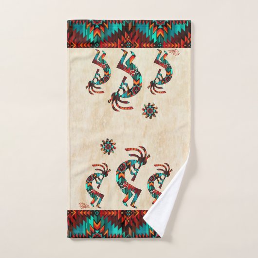 Drie Kokopelli die de dichte doezelset van de flui Bad Handdoek (Handdoek)