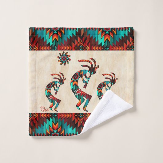 Drie Kokopelli die de dichte doezelset van de flui Bad Handdoek (Wasdoekje)