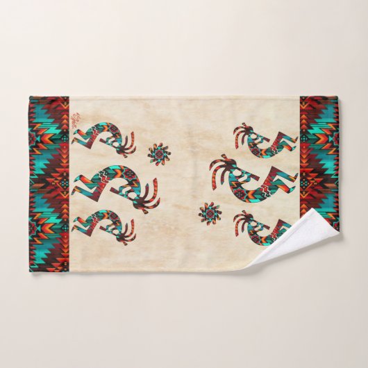 Drie Kokopelli die de dichte doezelset van de flui Bad Handdoek (Handdoek)