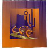 Drie Kokopelli op Golden Road Douchegordijn (Voorkant)