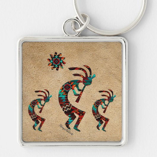 Drie Kokopelli Sleutelhanger (Voorkant)