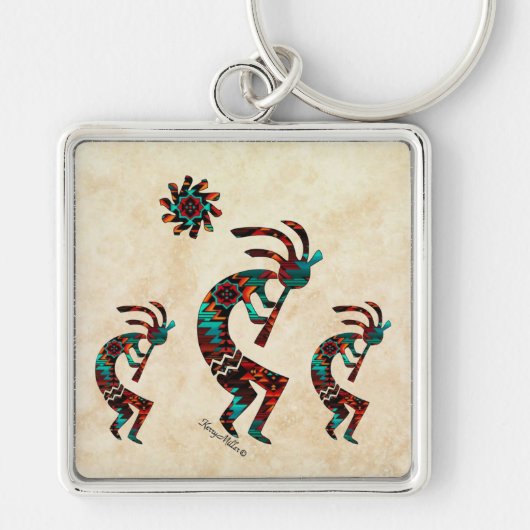 Drie Kokopelli Sleutelhanger (Voorkant)