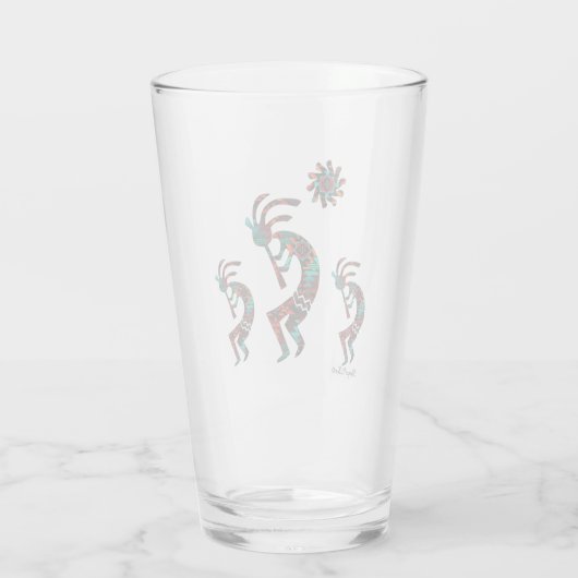 Drie Kokopelli speelt de flank Glas (Achterkant)