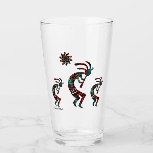 Drie Kokopelli speelt de flank Glas (Voorkant)