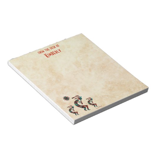 Drie Kokopelli speelt de flank Notitieblok (Schuin)