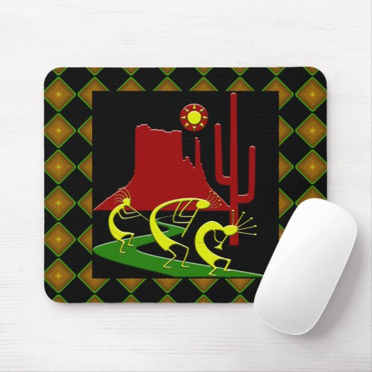 Drie Kokopellis op de Koad Muismat (Met muis)