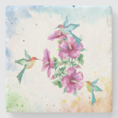 Drie Kolibrie Aquarel Stenen Onderzetter (Voorkant)
