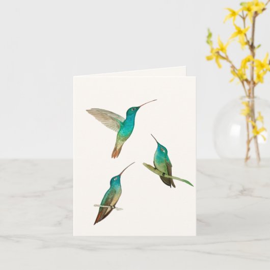Drie kolibries Wenskaart Kaart (Gele Bloem)