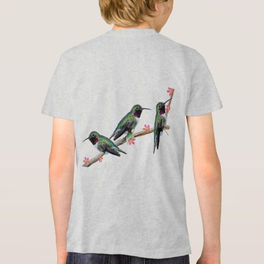 Drie kolibries zittend op een tak Floss Silt Tri-Blend Shirt (Achterkant)