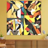 Drie konijnen en een levende Abstracte kunst Canvas Afdruk (Insitu (Woonkamer))