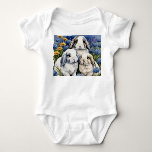 Drie Konijnen met Hangende Oren Romper (Voorkant)