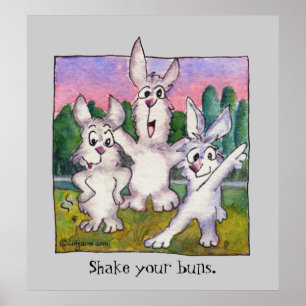 Drie konijnenzonnescherm Cartoon Poster