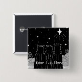 Drie koningen en Kerstster, zwart-witte kunst Vierkante Button 5,1 Cm (Voorkant /achterkant)
