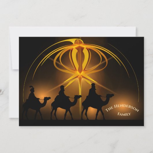 Drie Koningen Kerst Goud Aangepast Feestdagenkaart (Voorkant)