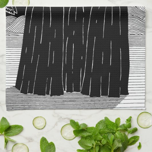 Drie koningen kerstster zwart-wit theedoek (Gevouwen)