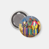 Drie koningen met cadeaus voor baby Jezus Kerstmis Magneet (Voorkant / Achterkant)