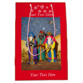 Drie koningen met cadeaus voor baby Jezus Kerstmis Medium Cadeauzakje (Voorkant)