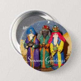 Drie koningen met cadeaus voor baby Jezus Kerstmis Ronde Button 7,6 Cm