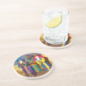 Drie koningen met cadeaus voor baby Jezus Kerstmis Zandsteen Onderzetter (Zijkant)