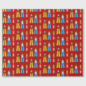 Drie Koningen op Rode Kerstmis Cadeaupapier (Vlak)