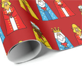 Drie Koningen op Rode Kerstmis Cadeaupapier (Rol Hoek)