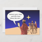 Drie Koningen Satnav Ster Grappige Kerst Feestdagenkaart (Voorkant)