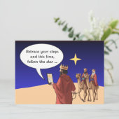 Drie Koningen Satnav Ster Grappige Kerst Feestdagenkaart (Staand voorkant)