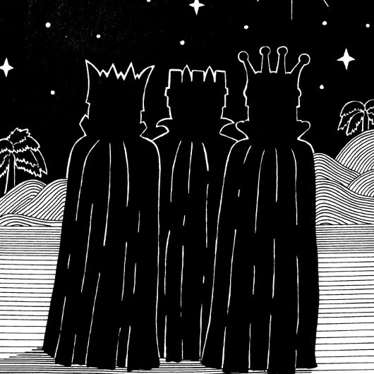 Drie koningen ster zwart-wit kerstontwerp cadeaupapier