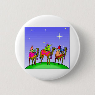 Drie Koningen volgen Ster Ronde Button 5,7 Cm