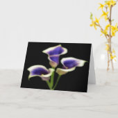 Drie koninklijk paarse bloemkaarten kaart (Gele Bloem)
