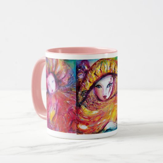 DRIE KOOLSTOFMASKASSEN IN BLAUWE RODE EN GEEL MOK (Voorkant links)