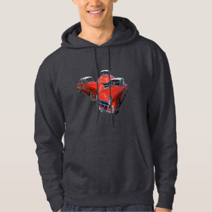 drie koolzure rode en witte vintageauto's, hoodie