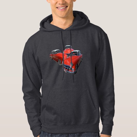 drie koolzure rode en witte vintageauto's, hoodie (Voorkant)