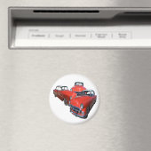 drie koolzure rode en witte vintageauto's, magneet (Insitu (Vaatwasser))