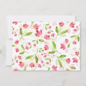 Drie Koraal Roze Waterverf Bloemenstengels Patroon Bedankkaart (Achterkant)