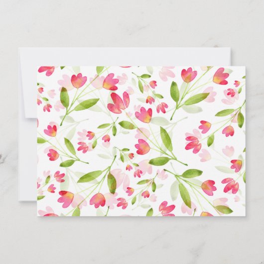 Drie Koraal Roze Waterverf Bloemenstengels Patroon Bedankkaart (Achterkant)