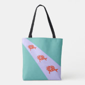 Drie koraalrode vissen op Blauwgroen Tote Bag (Achterkant)